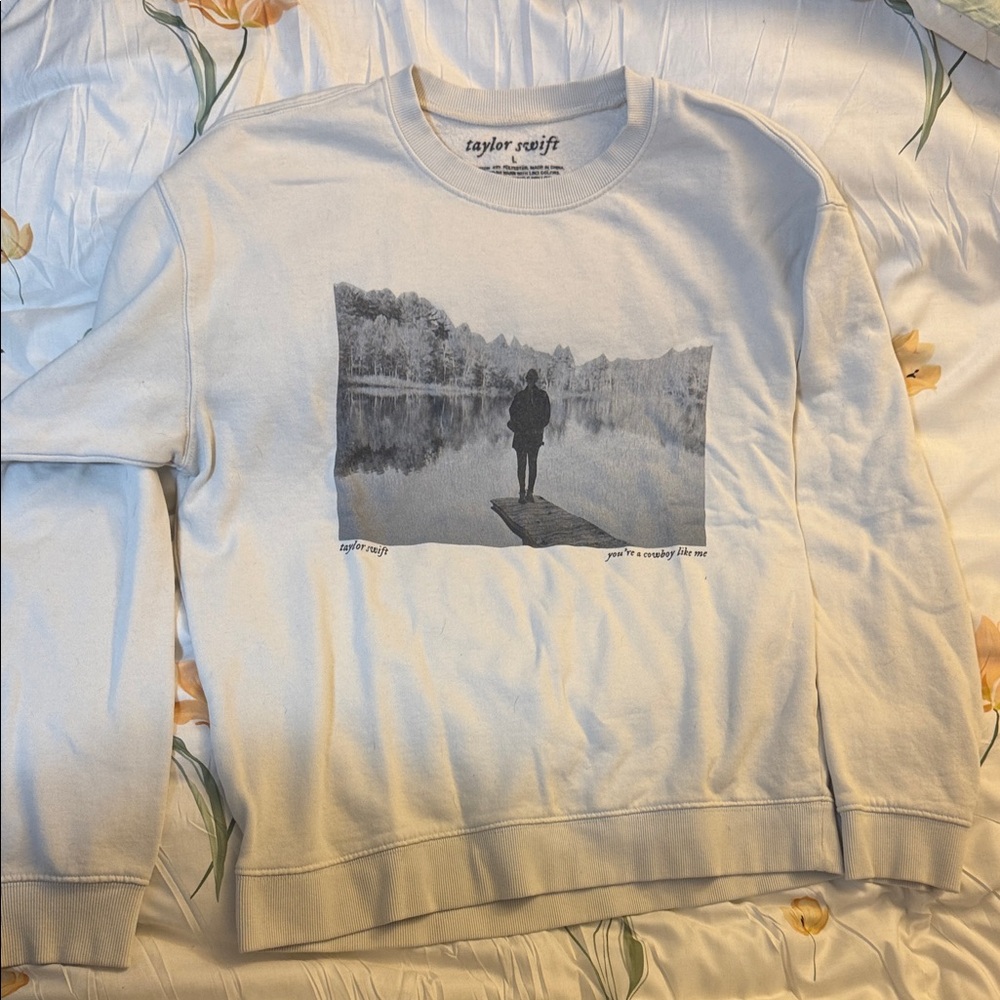 Taylor Swift Cream Graphic Crewneck Sweater
